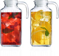 Glass Pitcher with Lid Set of 2 - 55Oz Modern Cold Carafe