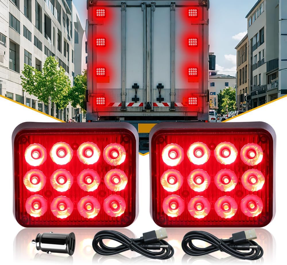 Magnetic Trailer Lights - Rechargeable Strobe Warning Lights