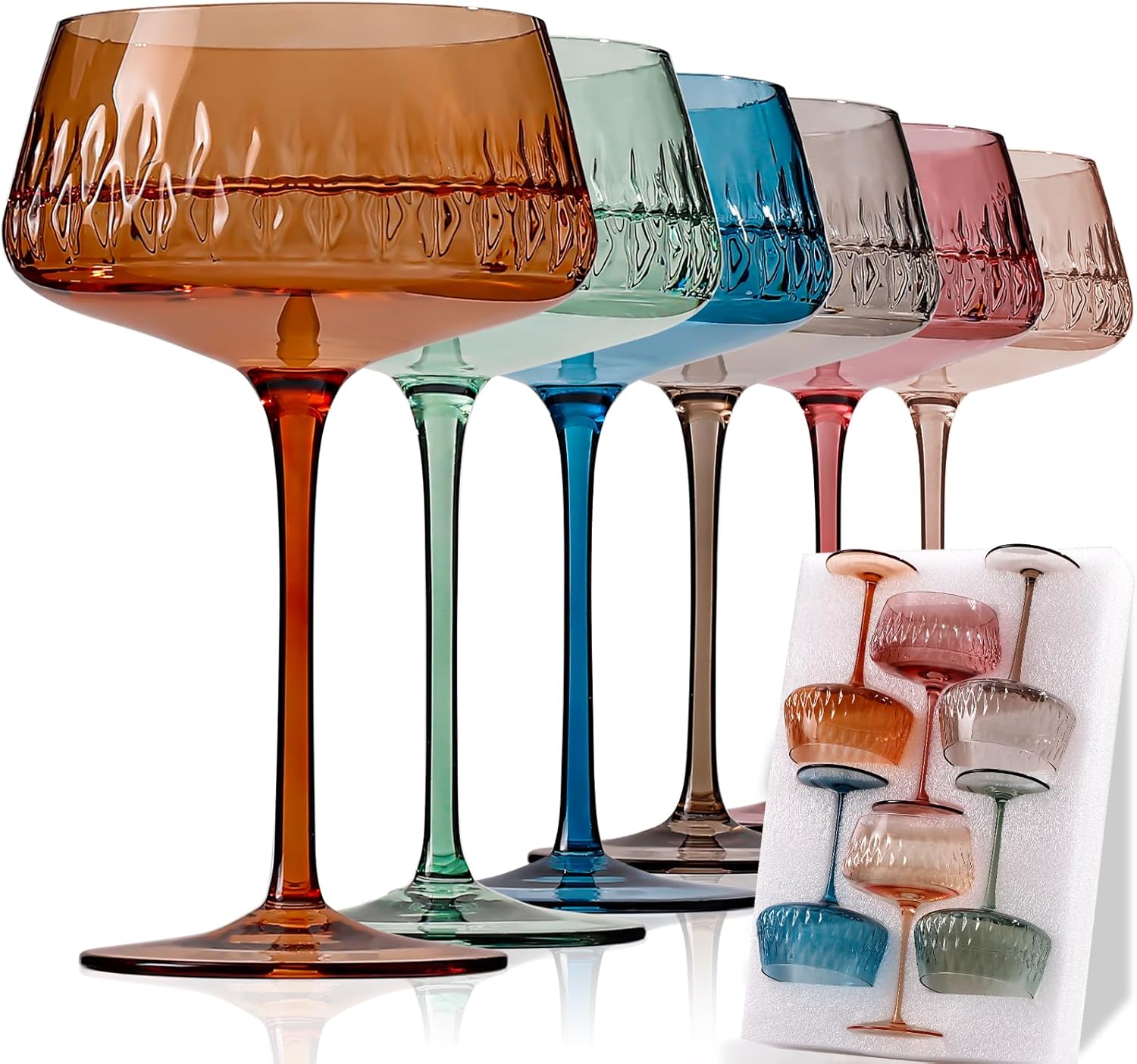 Colored Martini Glasses Set of 6 for Stunning Cocktail Parties