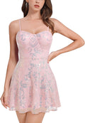 ODIZLI Spaghetti Strap Sequin A-Line Mini Dress - Sparkly Party Fit