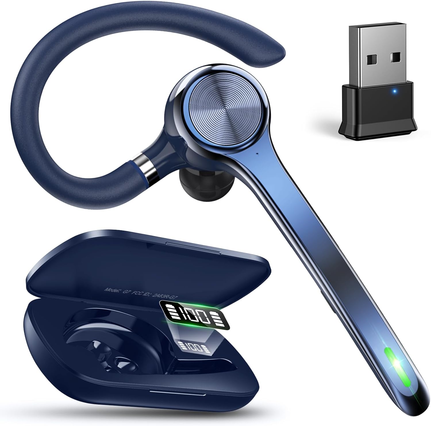 Bluetooth Headset with Noise Canceling Mic for Clear Calls