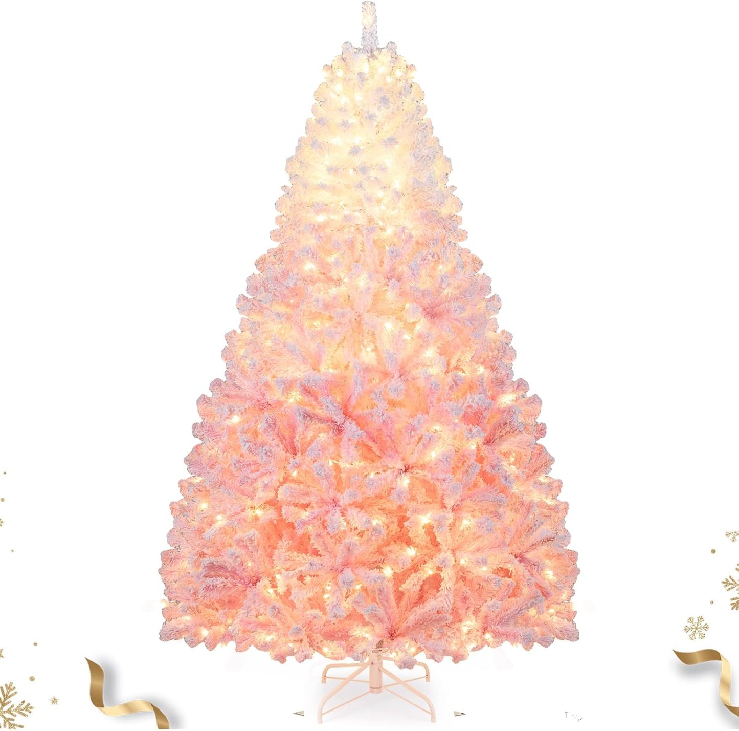 7 FT Pre-lit Flocked Christmas Tree with 350 LED Lights
