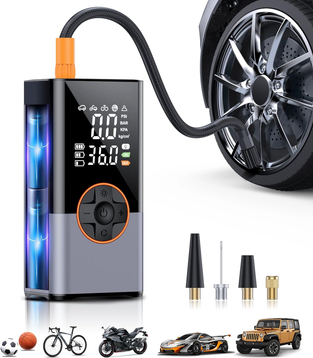 Portable Air Compressor Tire Inflator for Cars and Bikes