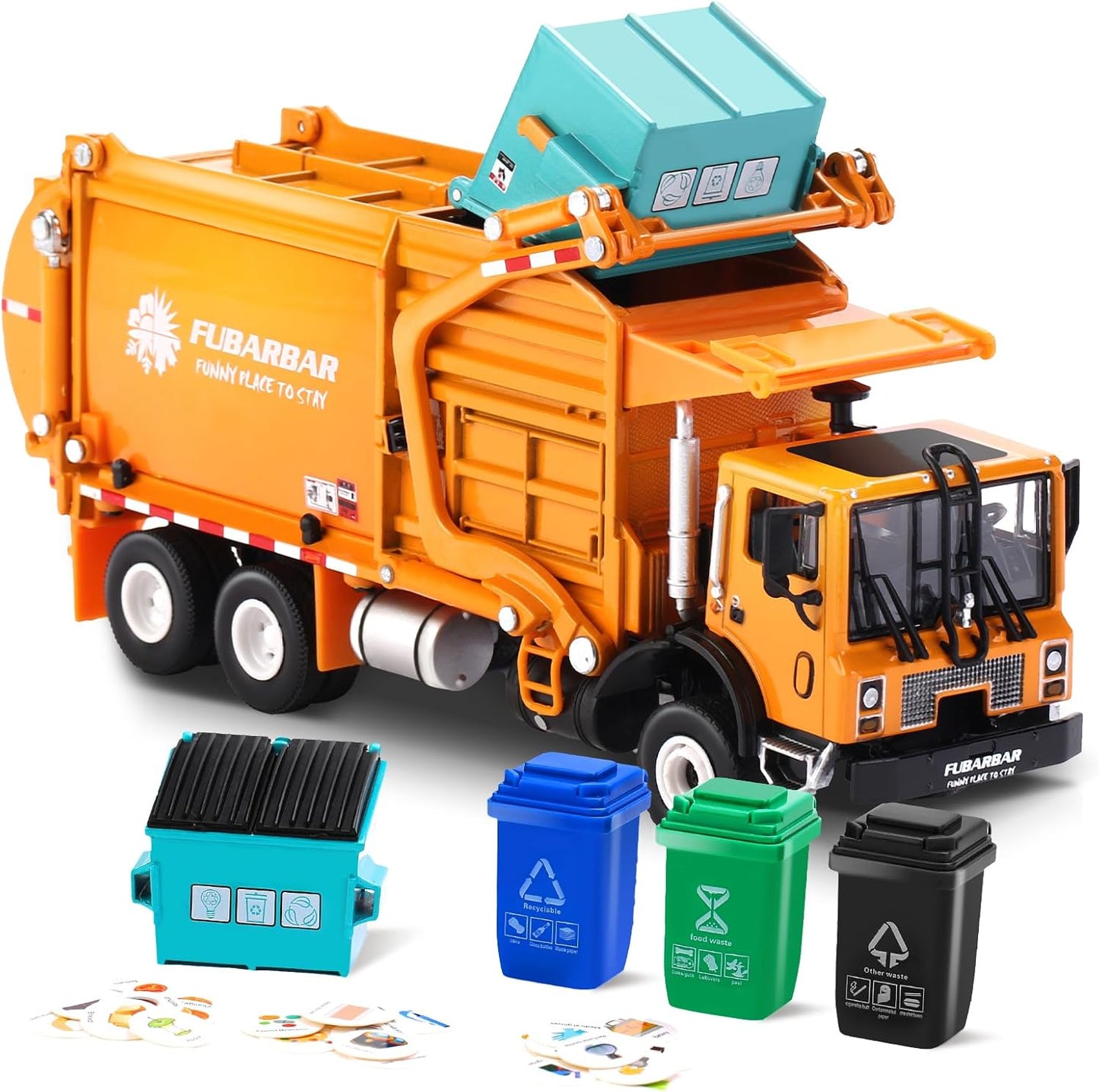 Metal Garbage Truck Toys for Kids - Realistic Diecast Model