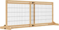 Extra Wide Freestanding Pet Gate 41-72in Adjustable - Natural Wood