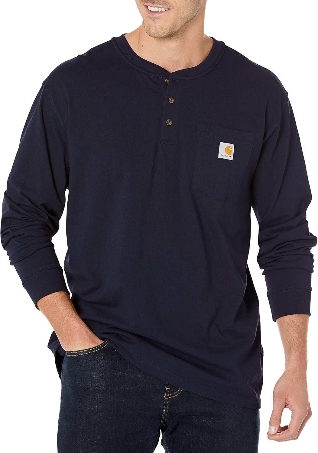 Carhartt Men's K128 Long Sleeve Henley T-Shirt for Comfort
