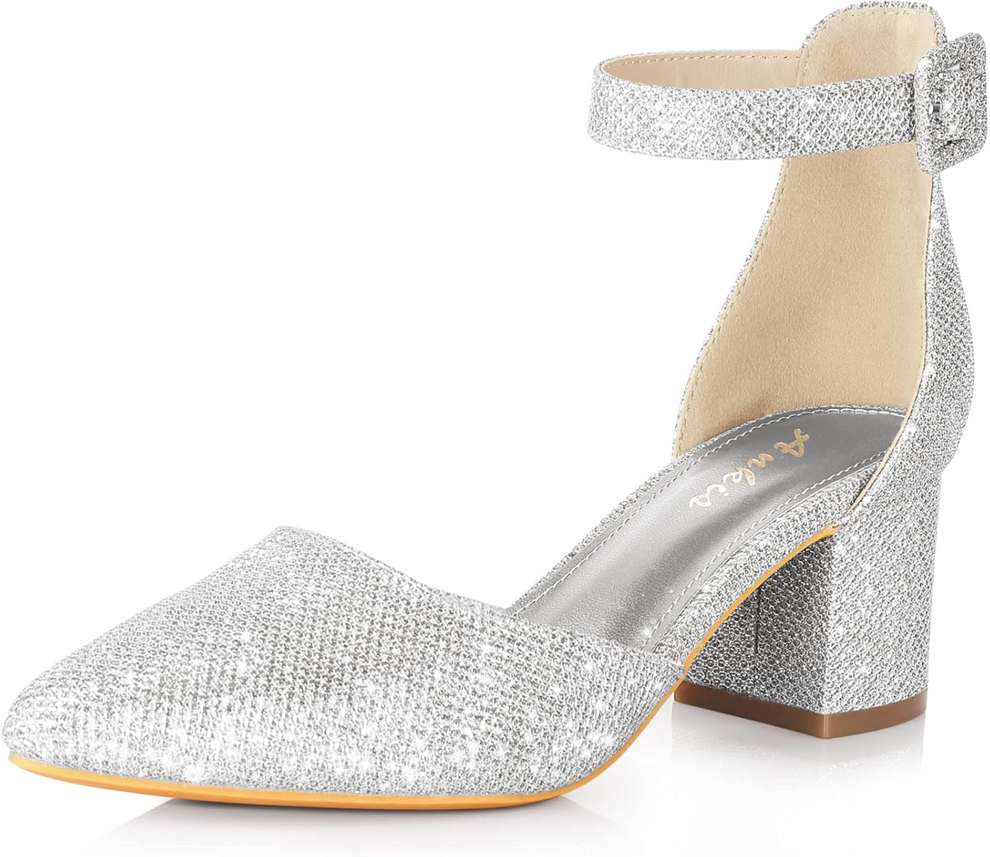 Ankis Closed Toe Heels for Women - Stylish Low Block Pumps