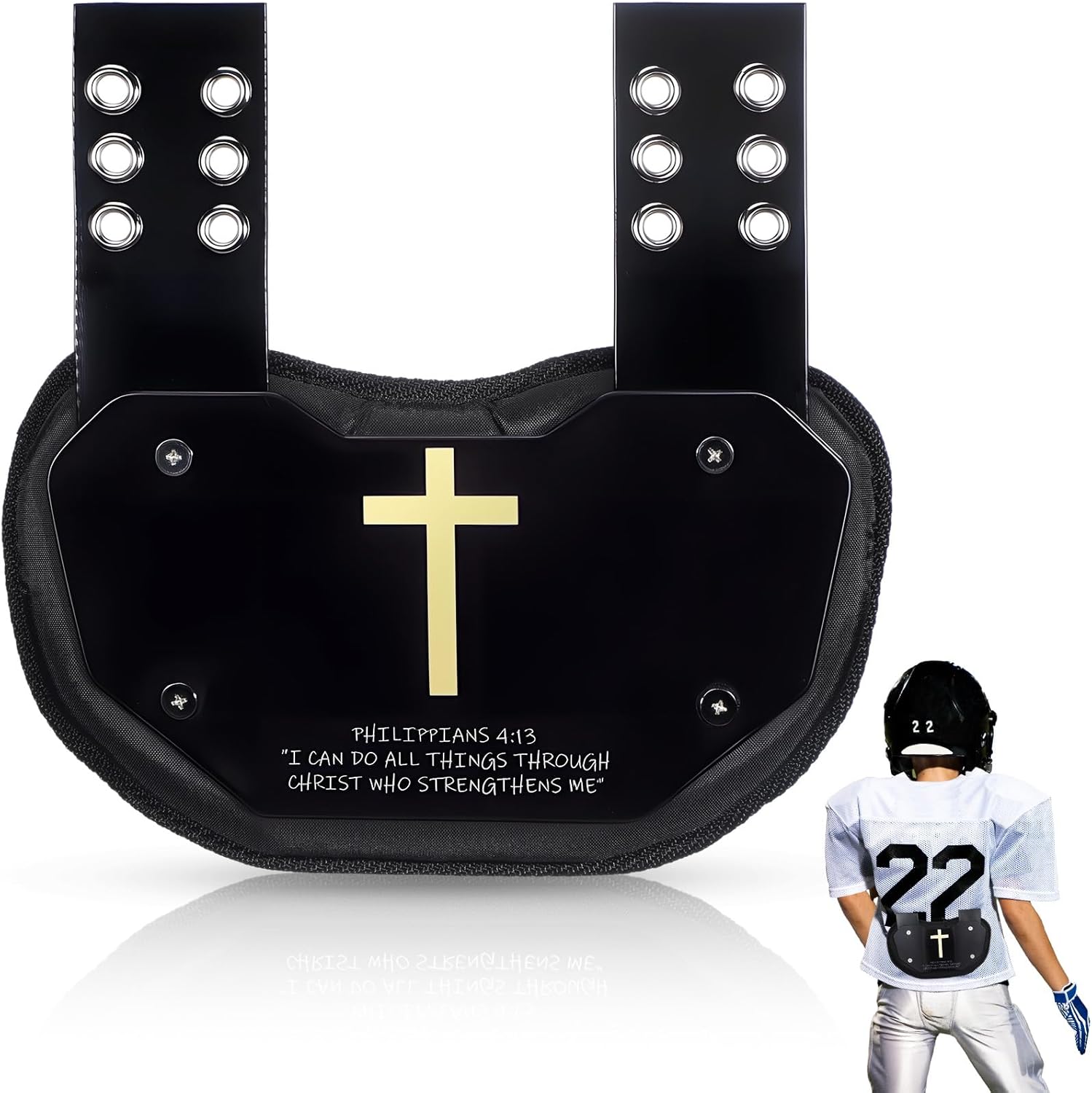 Civaner Football Back Plate for Youth Players with Faith Design