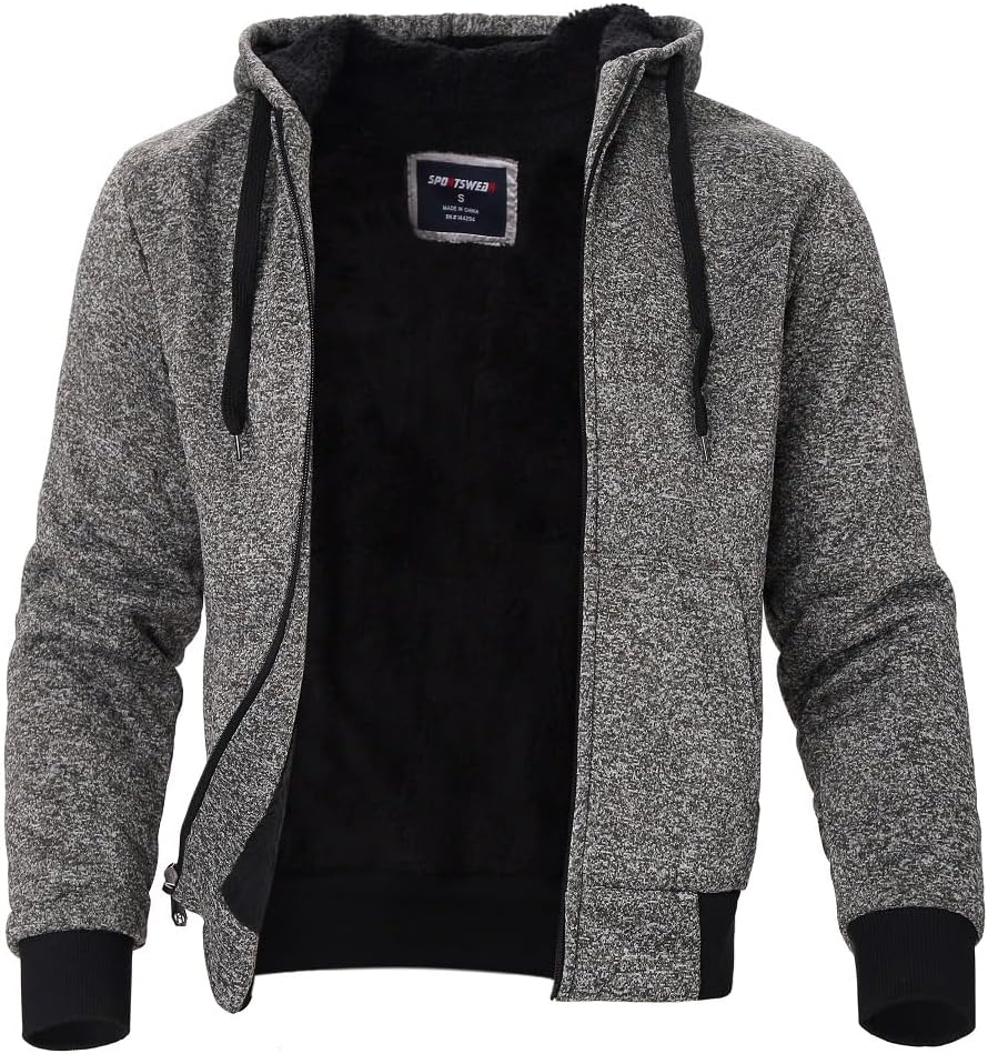 Facitisu Heavyweight Sherpa Lined Fleece Hoodie for Men