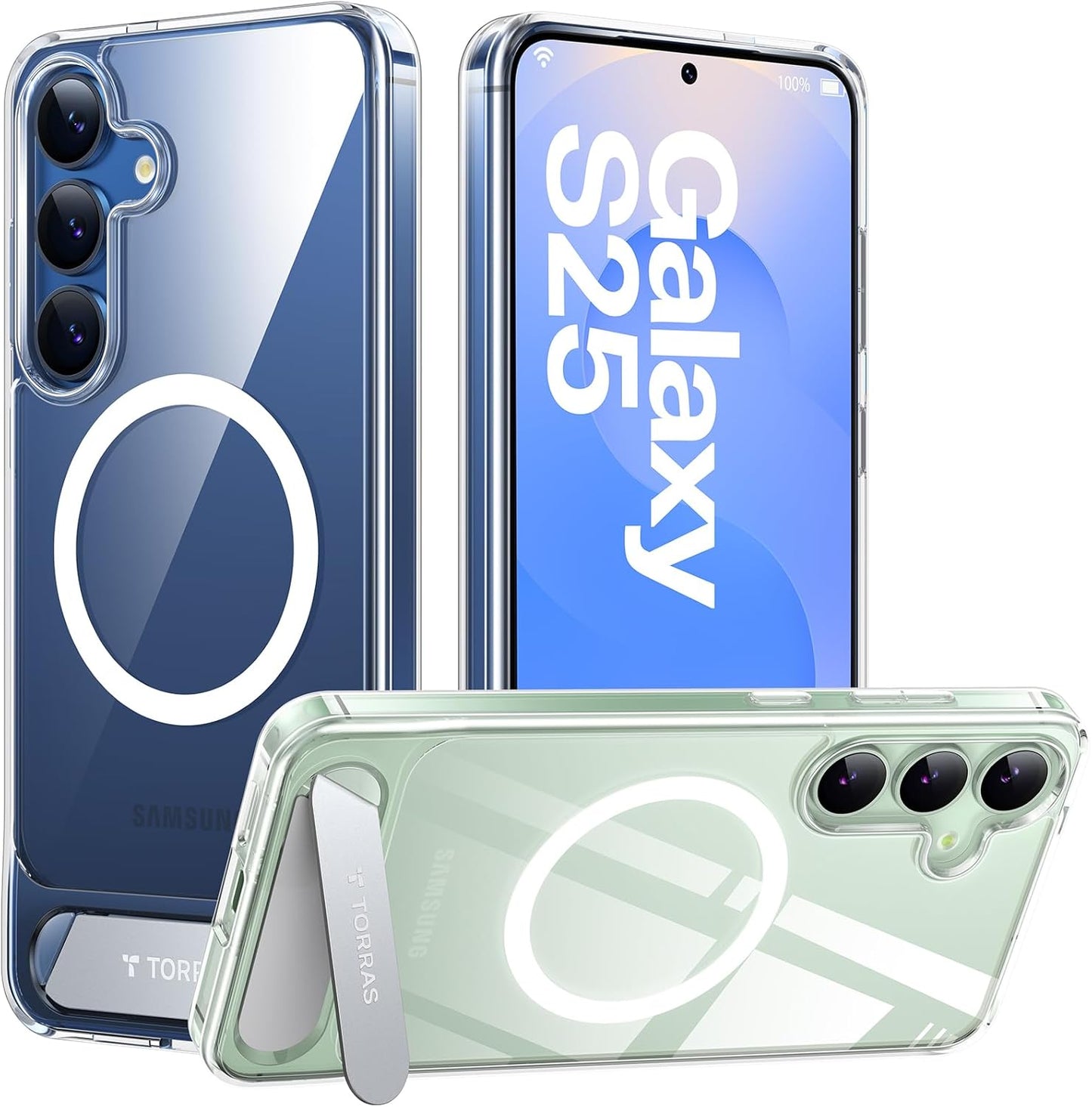 TORRAS Strong Magnetic Case for Samsung Galaxy S25 with Kickstand