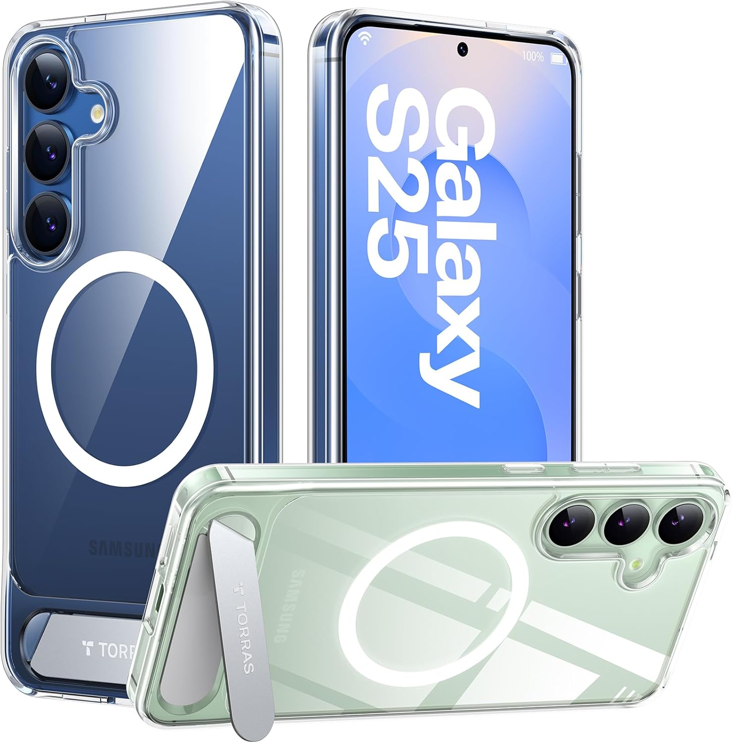 TORRAS Strong Magnetic Case for Samsung Galaxy S25 with Kickstand