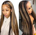 Ombre Lace Front Wig Human Hair 24 in 180% Density FB/30 - Natural