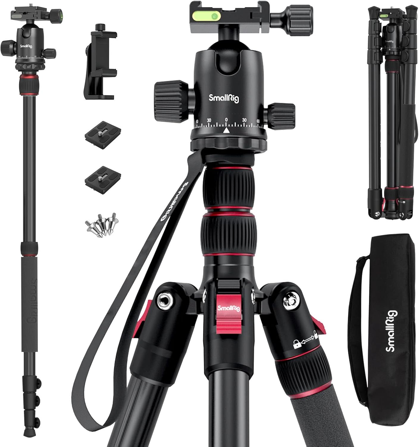SmallRig CT-20 Camera Tripod: Versatile 78.7in Aluminum Support