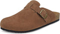 Womens Suede Clogs Mens Genuine Leather Mules Cork (Style 4PHF)