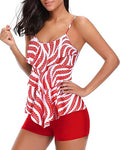Holipick Women Tankini Swimsuit Two Piece Tummy Control - Polka Ruffle