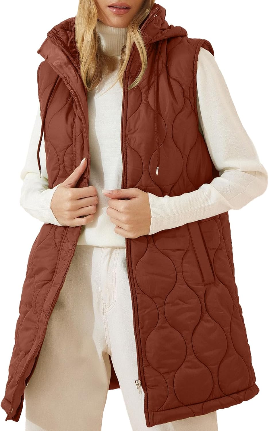 EVALESS Long Puffer Vest Women - Stylish Sleeveless Jacket
