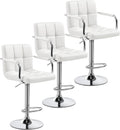 Yaheetech Bar Stools Set of 3 - Adjustable White PU Counter Stools