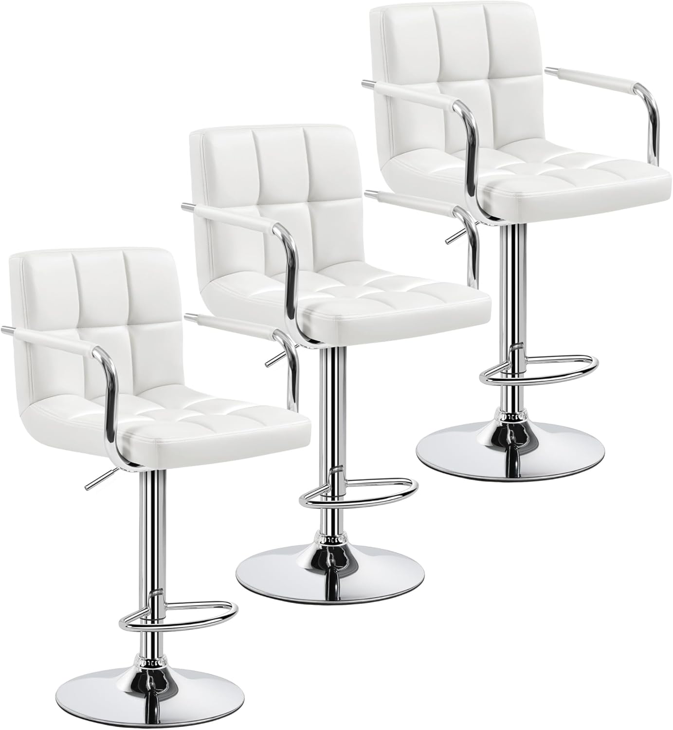 Yaheetech Bar Stools Set of 3 with Adjustable Height and Armrests