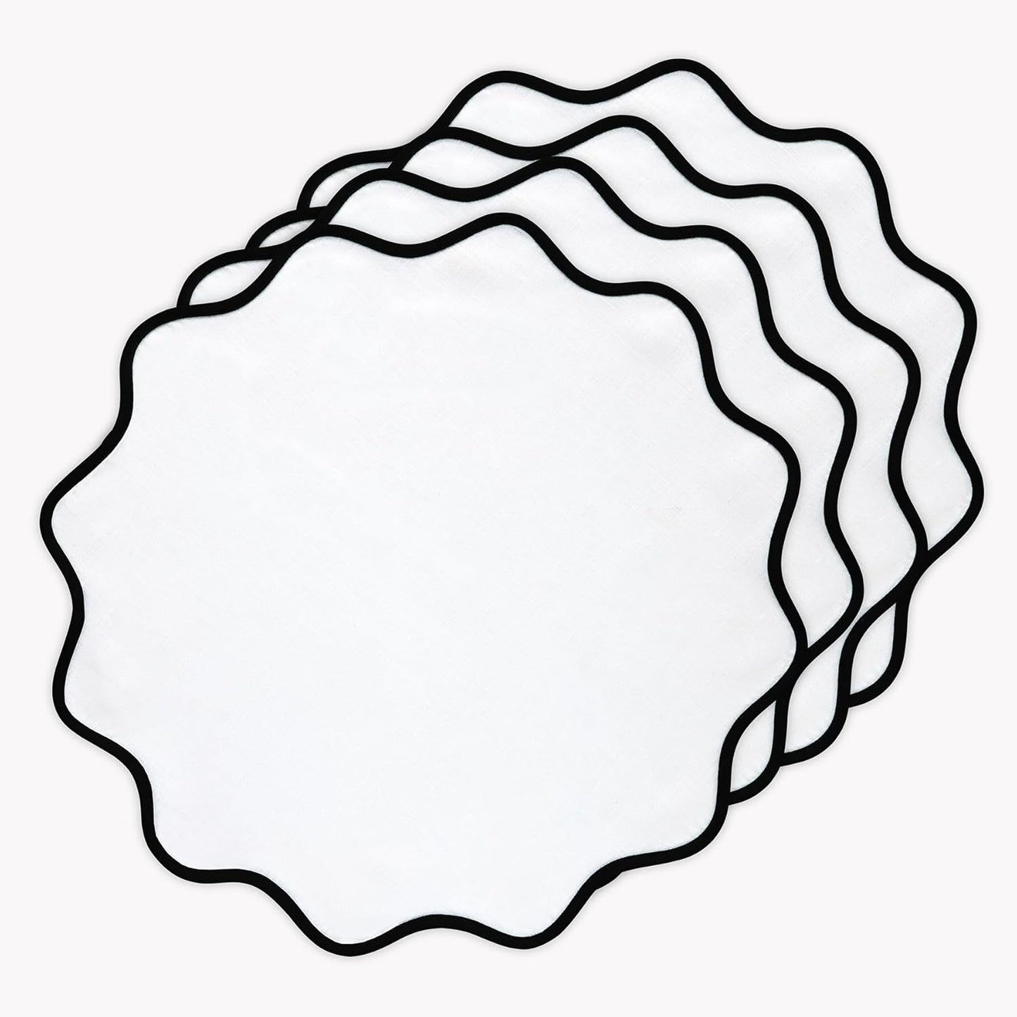 Solino Home Linen Scallop Cloth Placemats Set of 4 for Winter