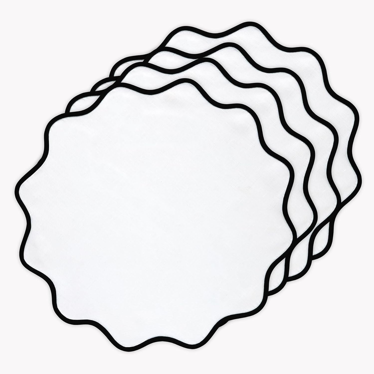 Solino Home Linen Scallop Cloth Placemats Set of 4 for Winter