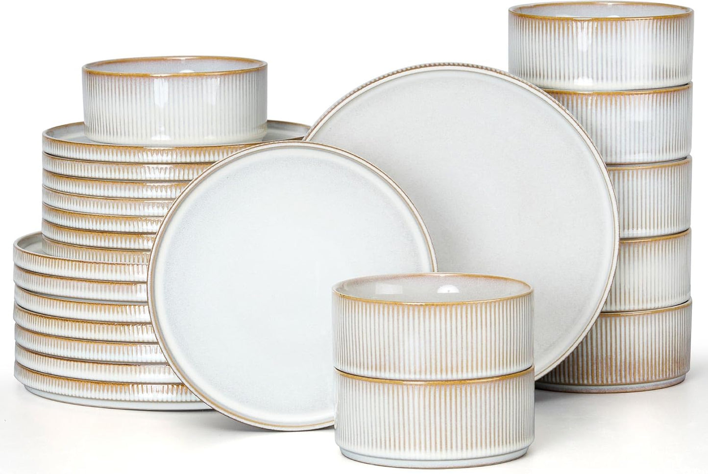 E-far 24-Piece Stoneware Dinnerware Set for Stylish Dining