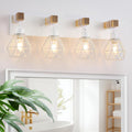 White Bathroom Vanity Light Fixtures, 4-Light Rustic Over Mirror