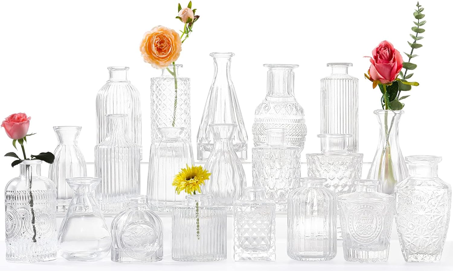Glass Bud Vases Set of 20 for Rustic Wedding Floral Arrangements