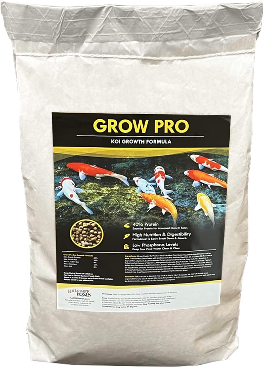 Grow Pro Koi Fish Food - 10 lb Floating Pellets for Ponds
