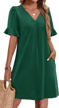 Summer Dresses for Women Ruffle V Neck Shift Dress with Pockets Shoes