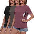Women's 3-Pack Nursing Shirts with Hidden Zippers - Comfortable Fit