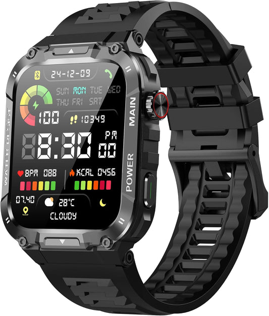 Nihemin Military Smart Watch - Call Function, Waterproof, Heart Rate, 100+ modes