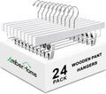 White Wooden Pants Hangers 24 Pack with Adjustable Clips - Space