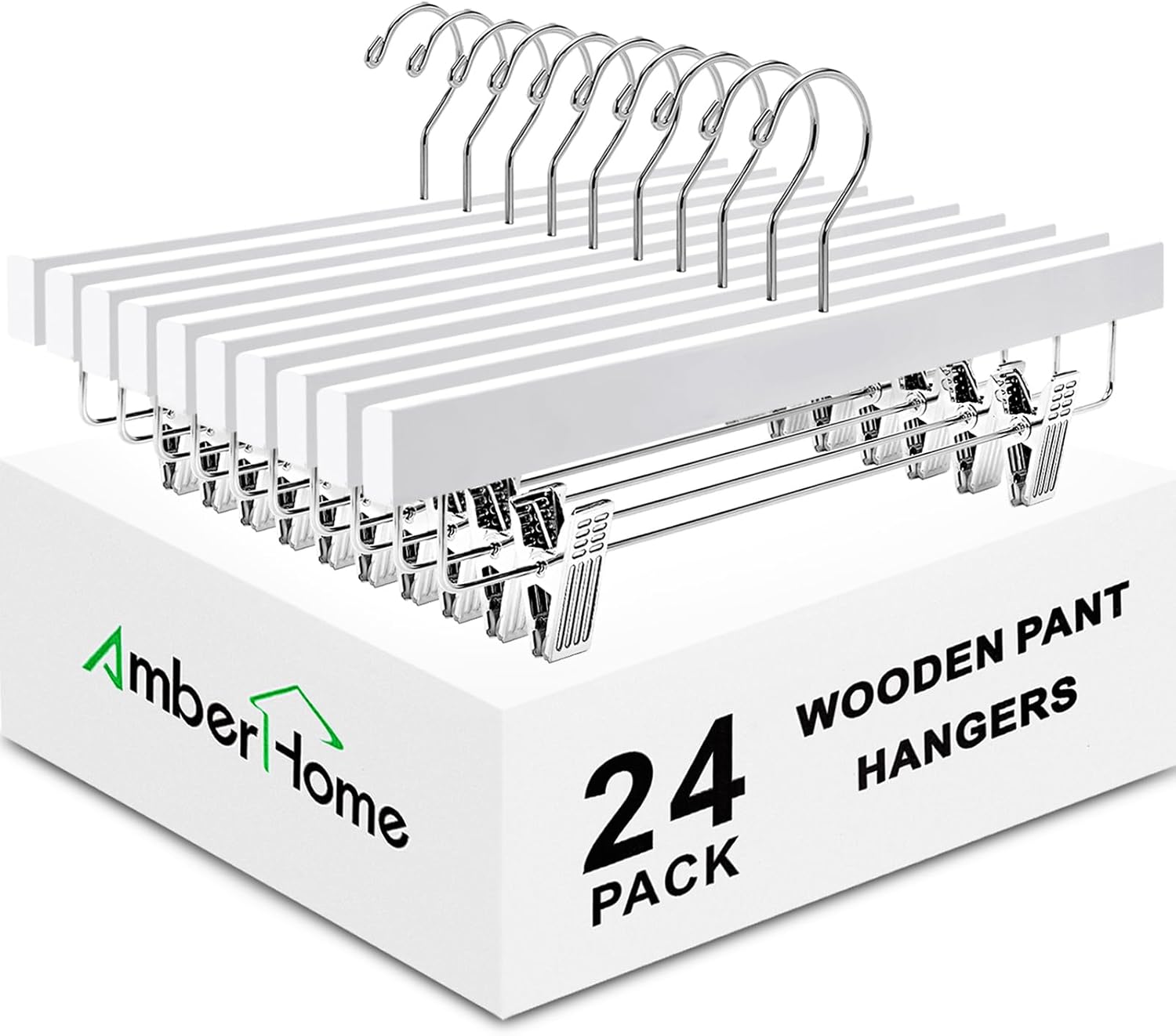 Premium Wooden Pants Hangers with Adjustable Clips for Versatile Use