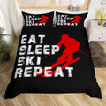 Erosebridal Ski Queen Size Duvet Cover - Vibrant Red Black Ski Bedding