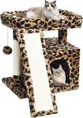 Small Leopard Print Cat Tree for Indoor Cats - Compact Short Tower