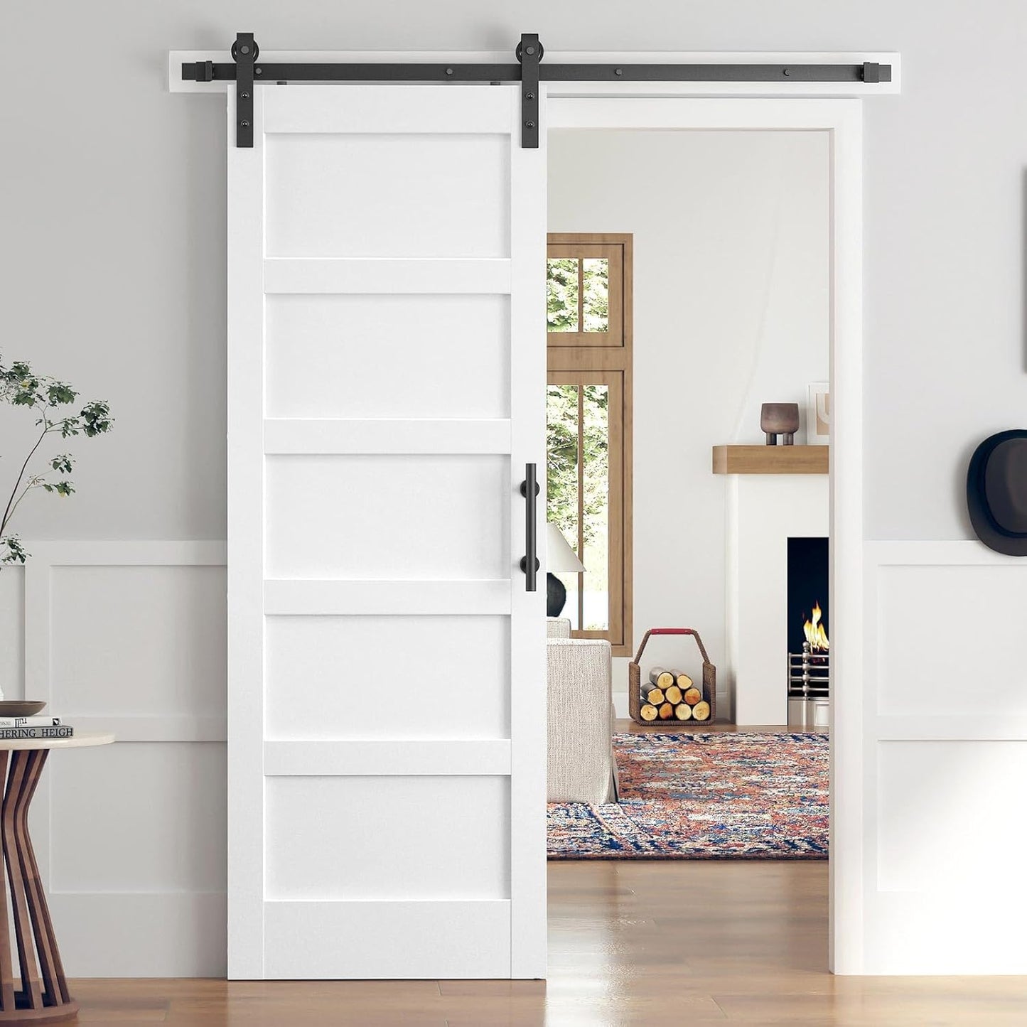 30x84 Inch White Sliding Barn Door Slab with Hardware Kit
