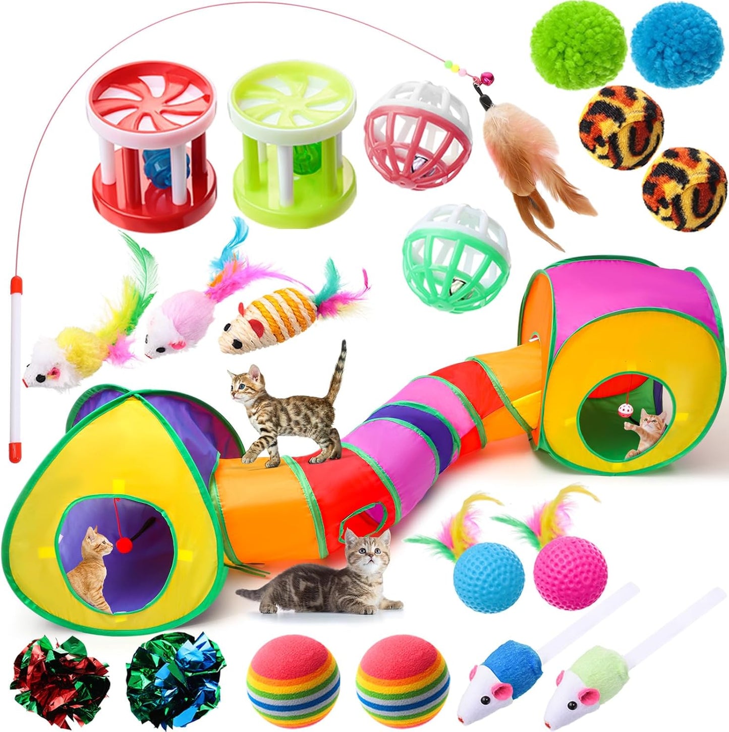 Interactive Cat Tunnel Set with 20 Toys - VercanMonth