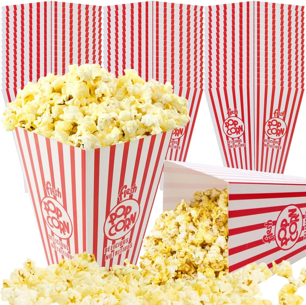HENGKE Grease-Resistant Popcorn Bags - 50 Pieces