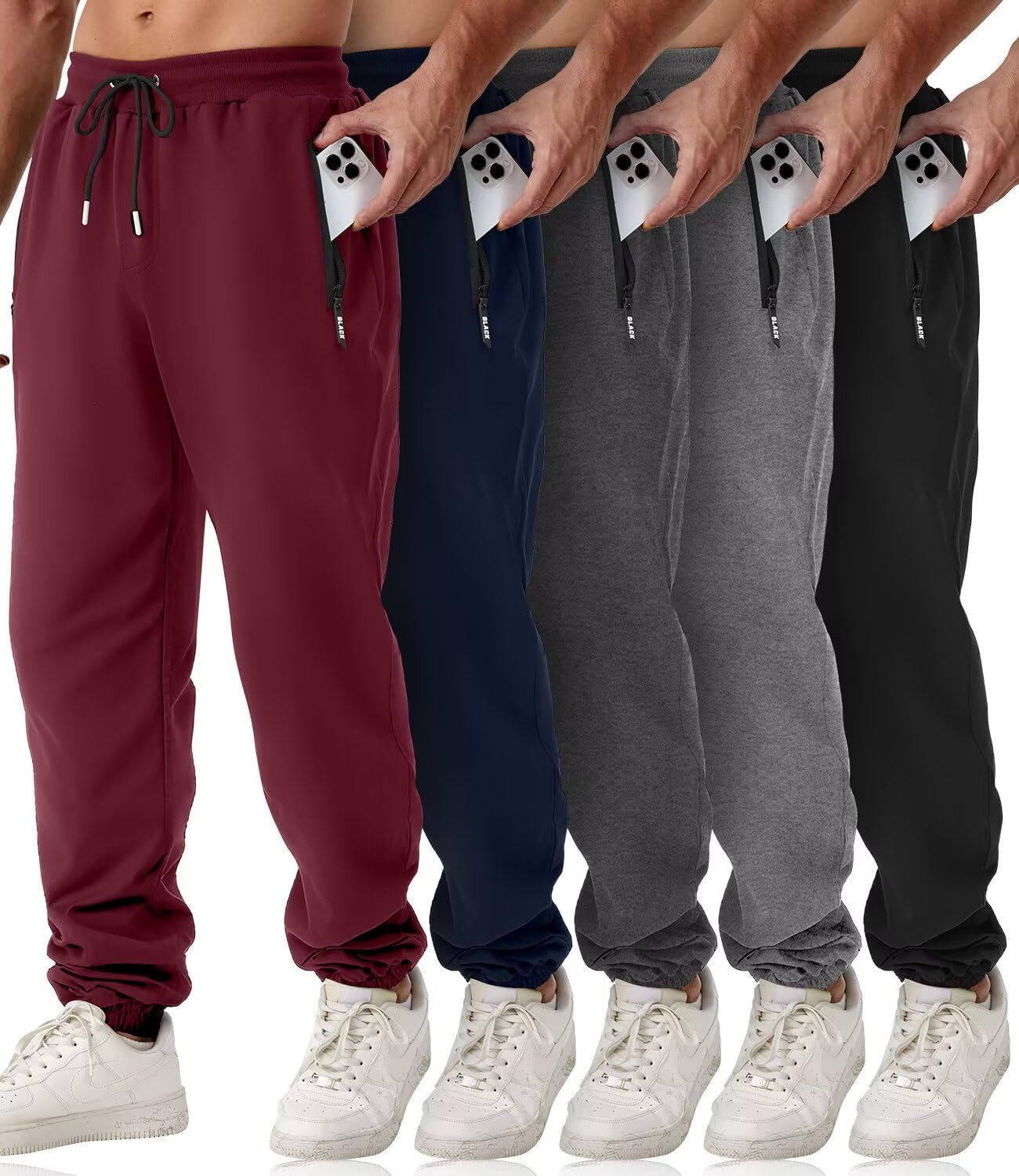 Mens Sweatpants with Zipper Pockets for Athletic Comfort