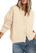 Long Sleeve Crewneck Button Down Cardigan Sweater - Cozy, Versatile is
