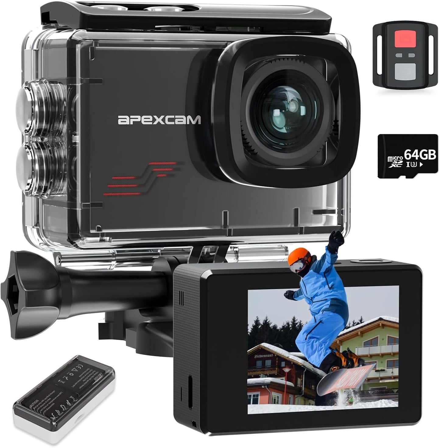 Apexcam 4K Action Cam: 60FPS, 48MP, Waterproof - Vlog like a Pro!