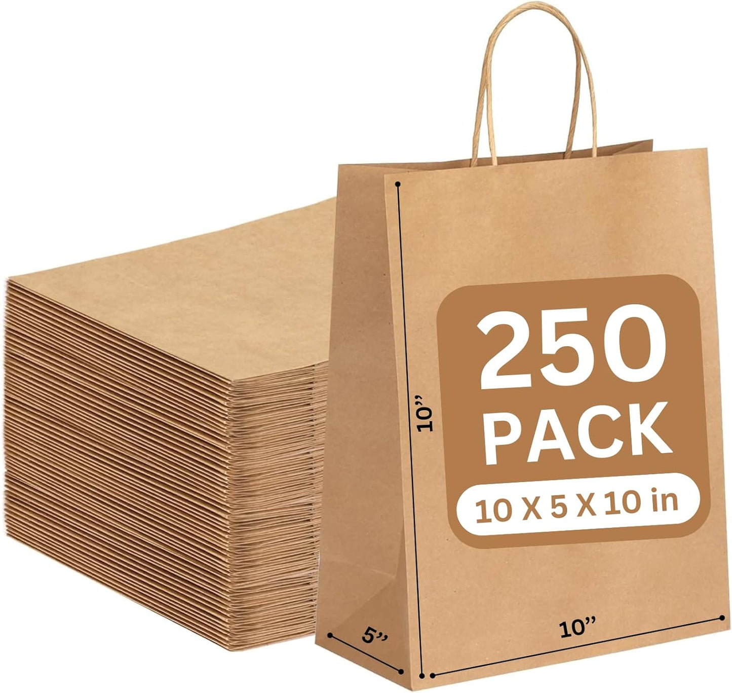 JET PAPER BAGS - Premium 10x5x10 Inch Brown Paper Bags for All