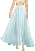 Women Full Ankle Length Pleated Retro Maxi Chiffon Skirt - Flowy Fit