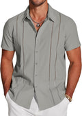 COOFANDY Men's Cuban Guayabera Short Sleeve Shirt - Casual Summer in