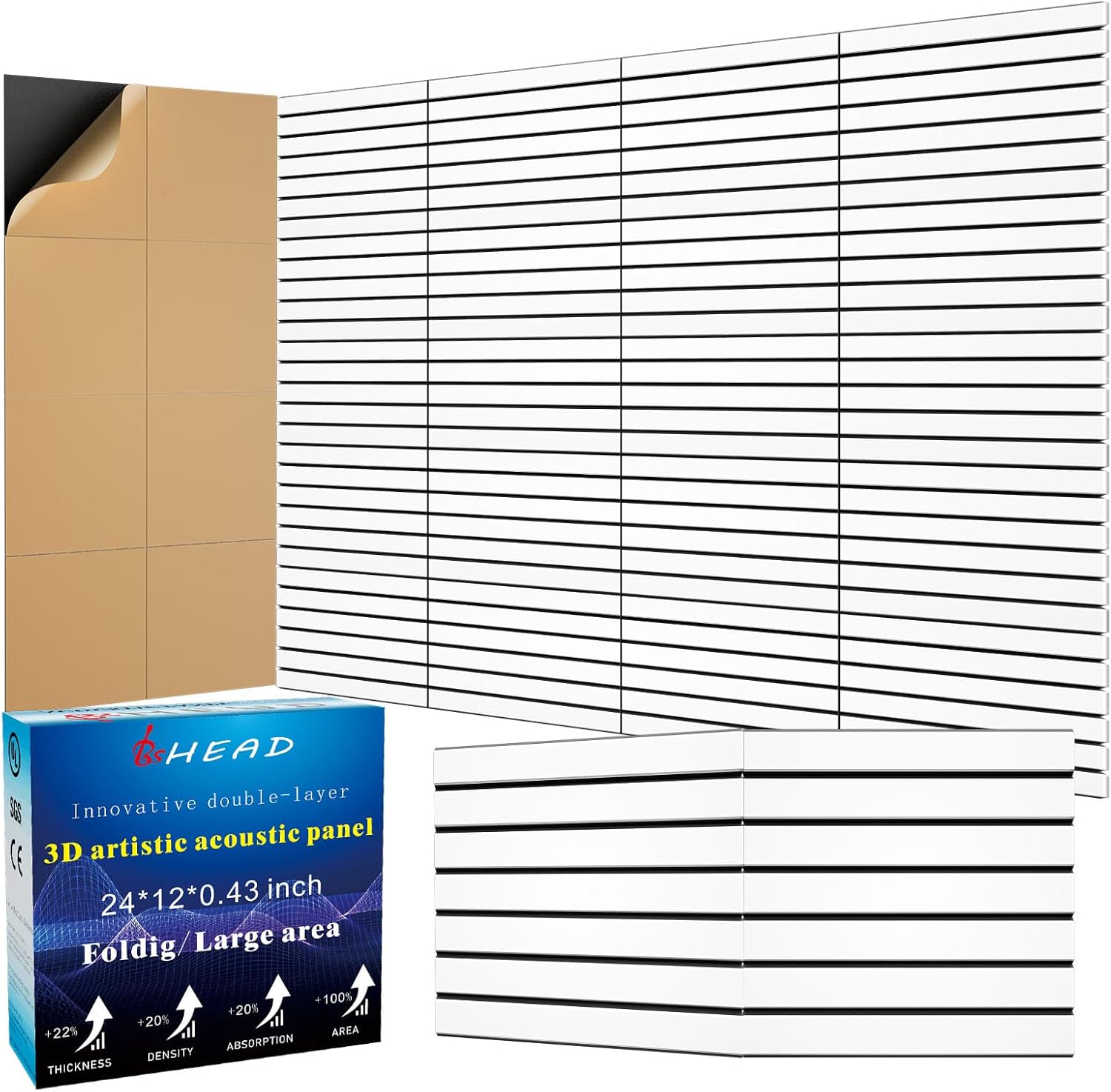 6 Pack 2-Layer Fold Soundproof Wall Panels for Noise Reduction