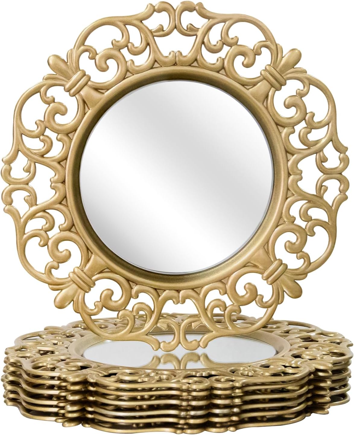 Set of 6 Gold Dinner Plates - Elegant Plastic Chargers for Stunning Table Settings