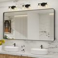72x36 in Black Metal Framed Bathroom Mirror - Large Rounded Rectangle