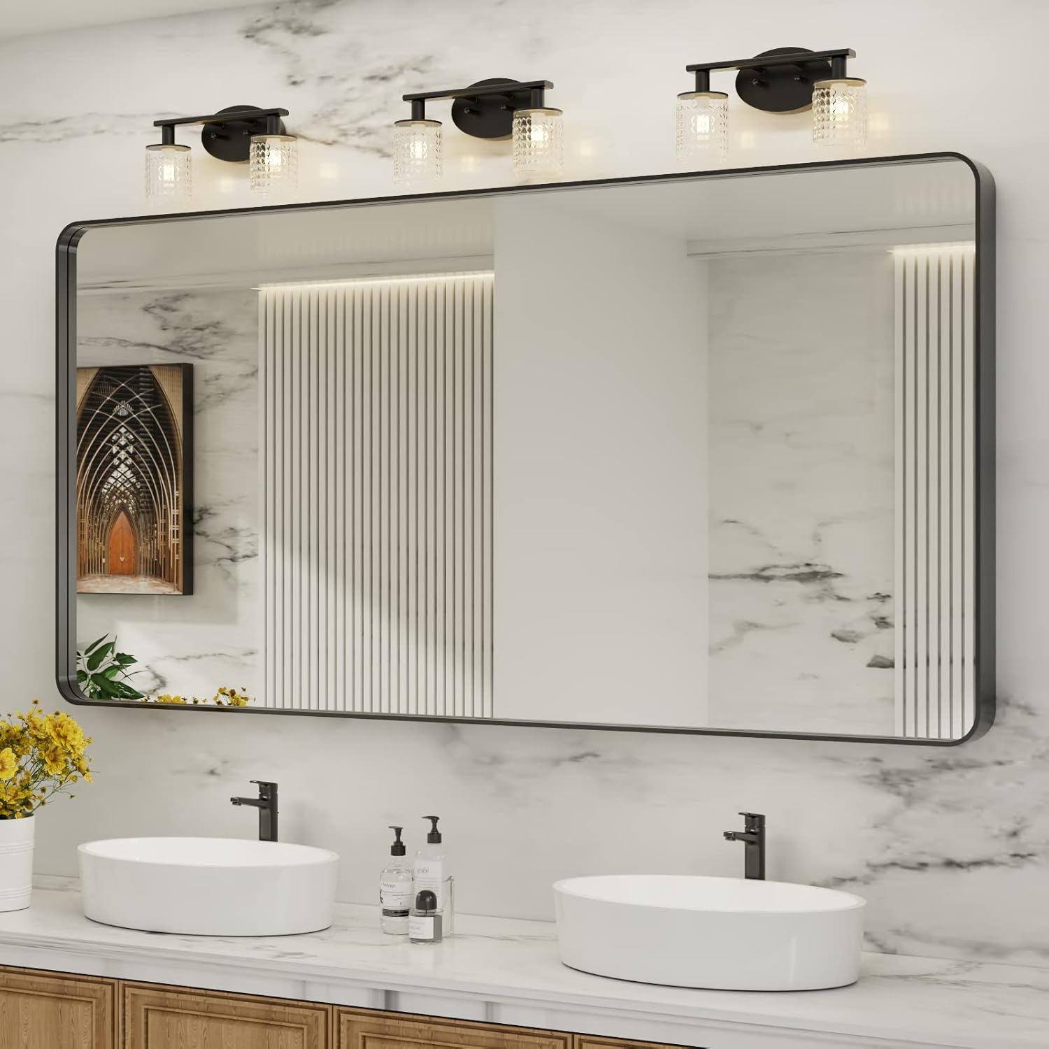 LOAAO 72X36 Inch Black Metal Framed Bathroom Mirror Review