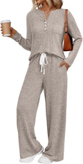 Womens 2 Piece Lounge Set with Pockets - Comfortable Travel Wear