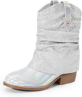 Girls Cowboy Cowgirl Boots 2-in-1 Removable Cuff Mid Calf
